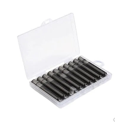 Pack of 10 small steel ink sac bladders for vintage fountain pen repair.