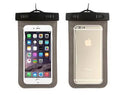 Clear PVC waterproof phone pouch for diving and swimming, showing touchscreen area.