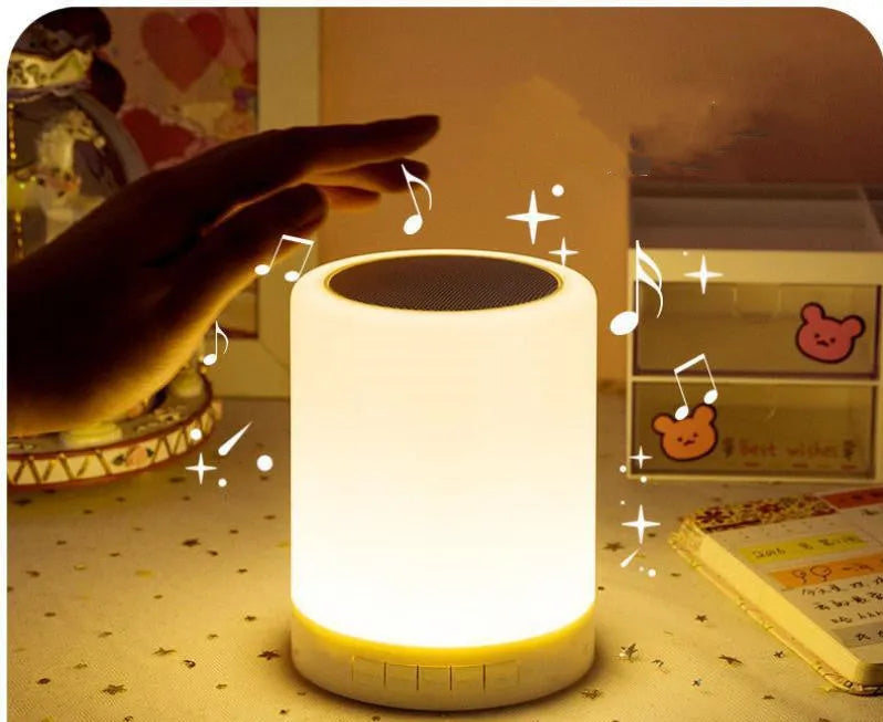 Household small cute portable Bluetooth speaker with warm light colourful lamp alarm clock desk lamp USB powered 13W