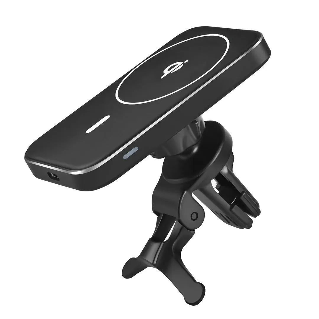 Black M6 magnetic wireless charging car bracket for smartphone mounting and charging