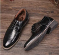 Men's artificial leather business shoes with rivet detail, plain pattern, rubber sole in black colour, size 38-48