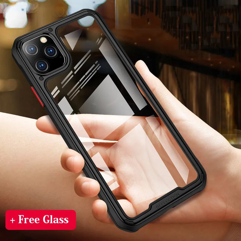 Transparent silicone phone case for iPhone 11 shown in multiple colour options.