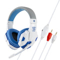 Wired gaming headset with microphone, 3.5mm straight plug, braided cable, black blue colour option