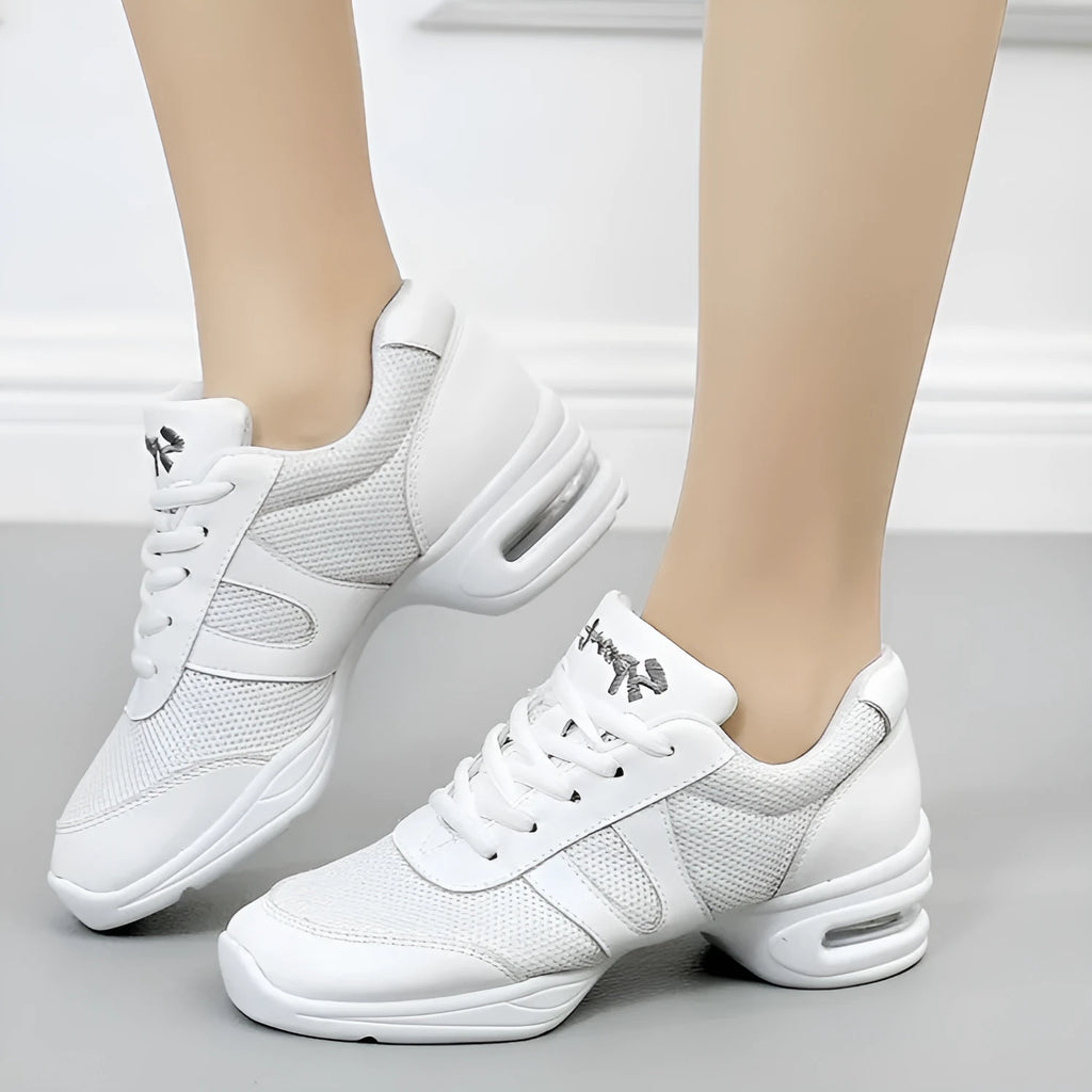 Modern women white mesh dancing shoes with polyurethane sole for dance sports