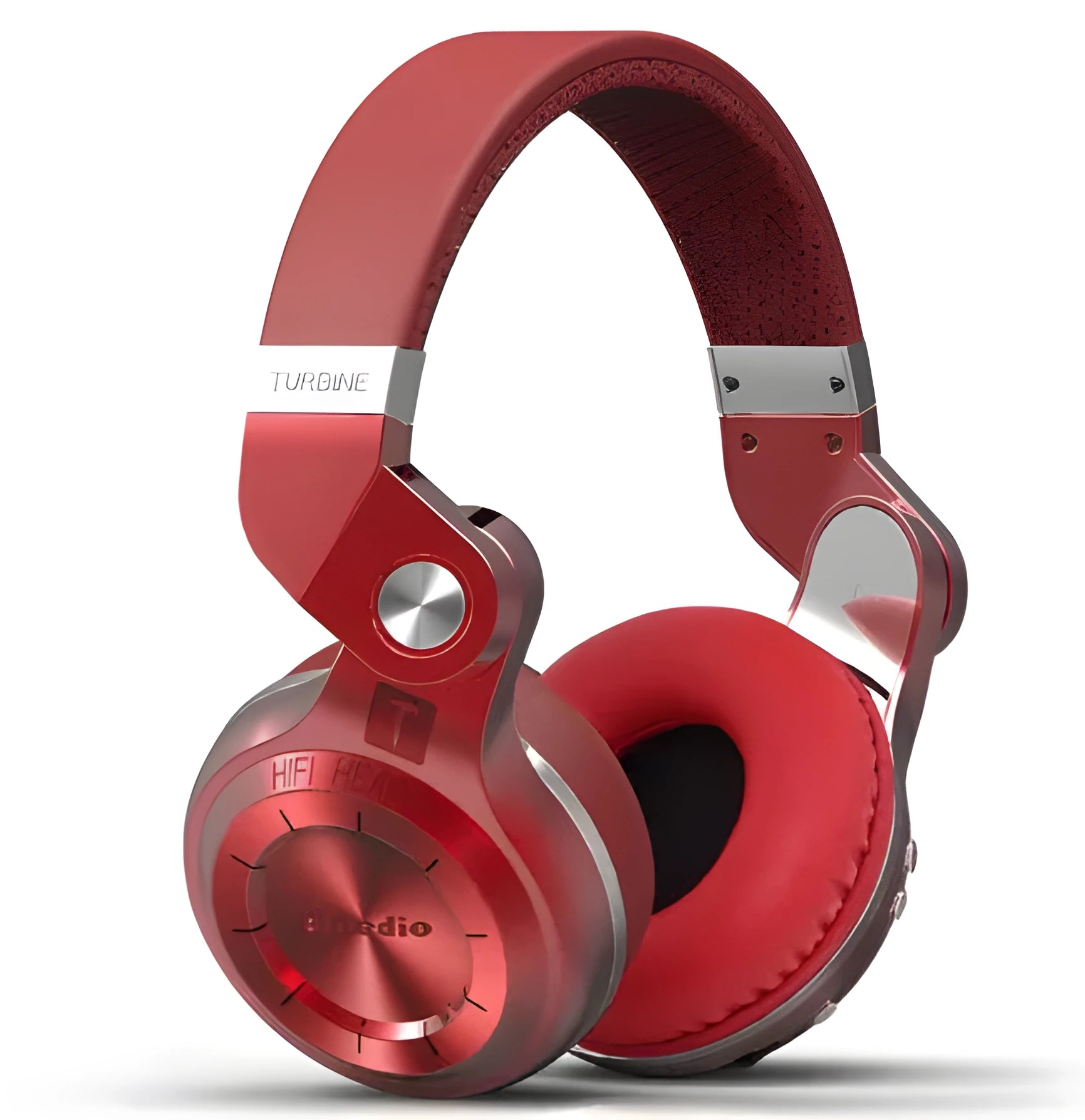 Bluedio T2 Plus blue wireless Bluetooth on-ear headphones with microphone and adjustable headband.