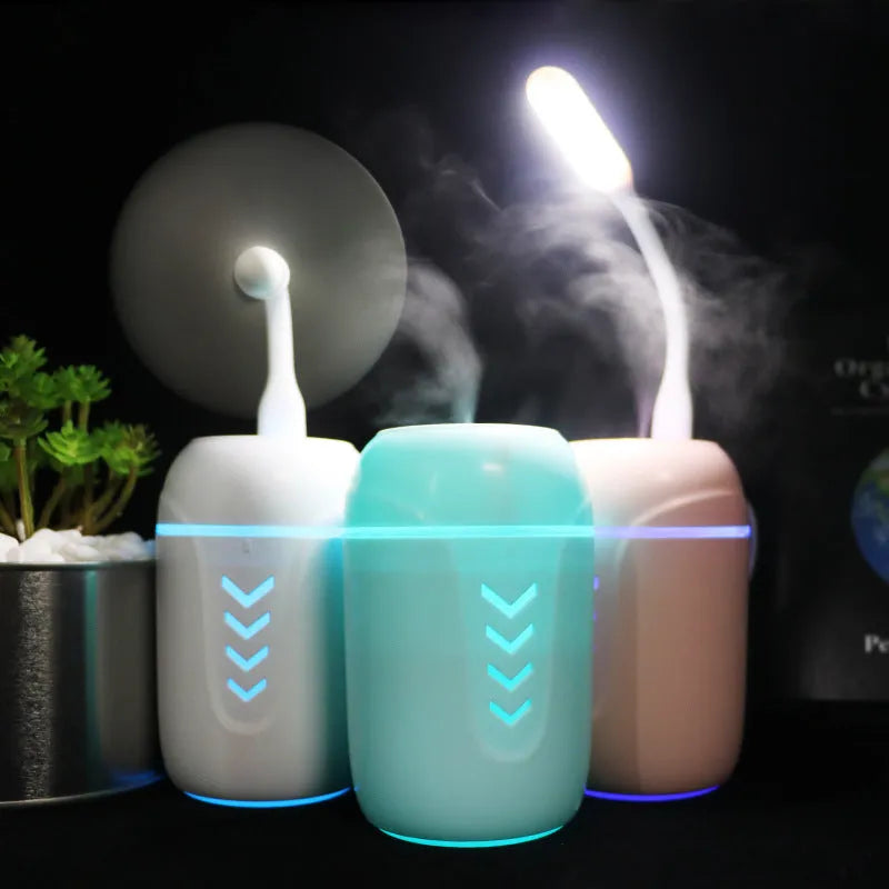 X3 portable humidifier in blue colour with 200ml water tank and USB cable