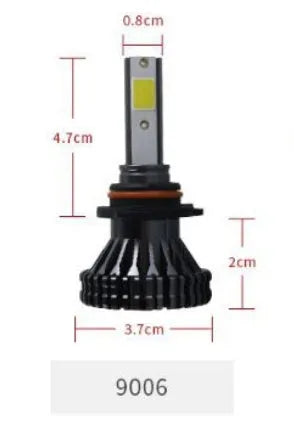 Car LED headlight bulb 3800lm 6000K COB with 50,000+ hours lifespan, available in multiple base types.