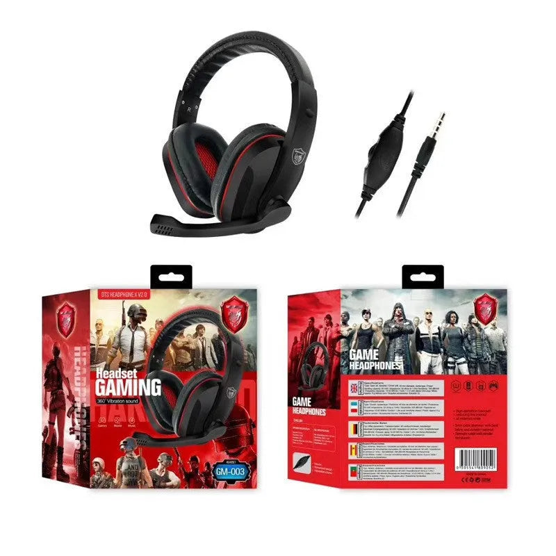 Black wired computer gaming headset with 40mm speakers and 1.2m cable