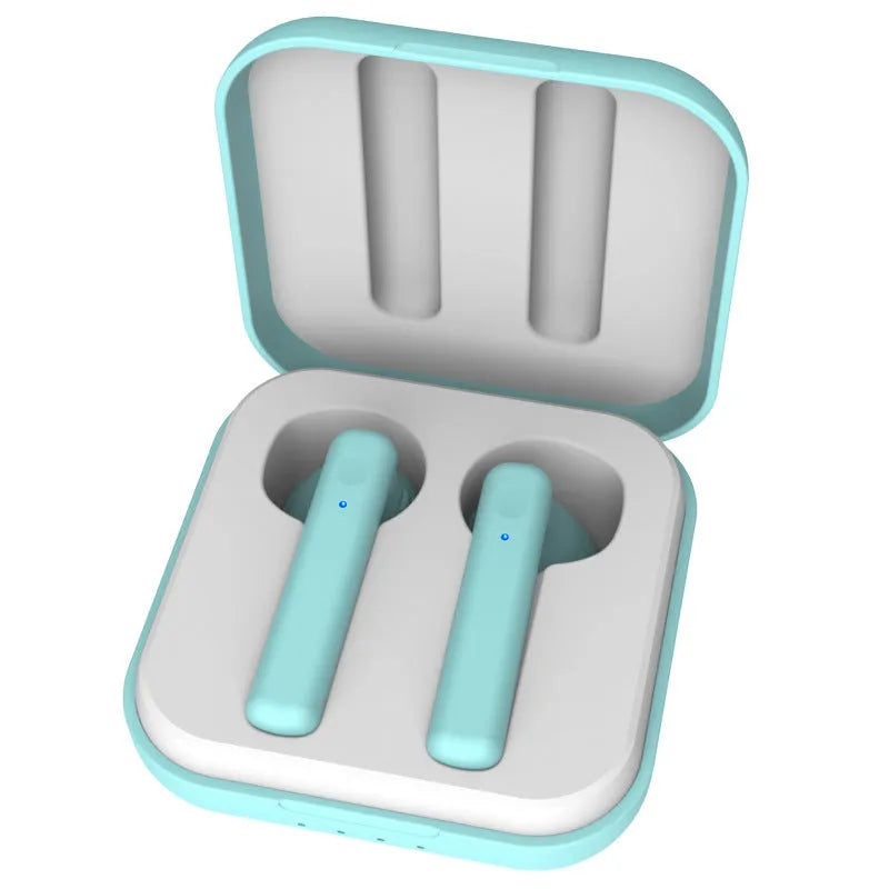 M1011 Macaron wireless sports headphones with charging case, available in Black, Green, Pink, Sky Blue and White