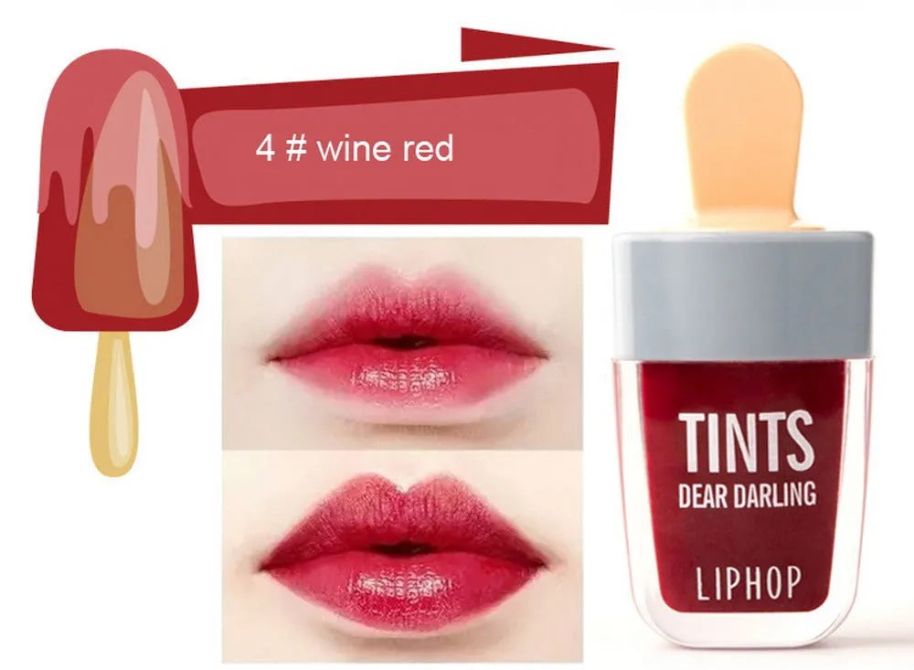 NOVO Ice Cream Lip Gloss in six colours: Orange, Peach, Watermelon. Waterproof, long-lasting liquid lipstick. 4.5ml tube.