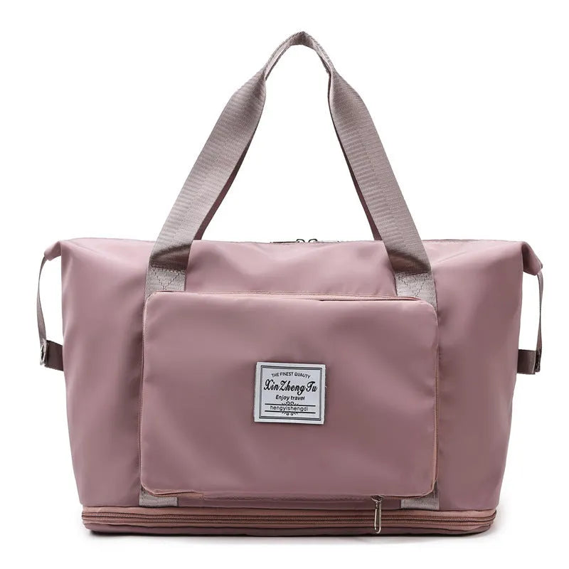 Oxford cloth travel bag in horizontal square shape with black colour and zip closure