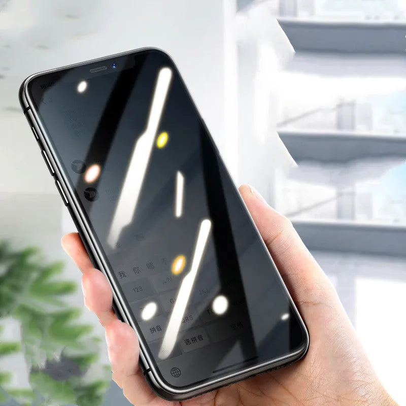 9D tempered glass privacy screen protector for Apple iPhone models 11, X, XR, and XS.
