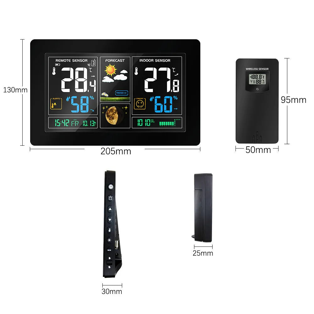 Radio controlled alarm clock with perpetual calendar black LCD display