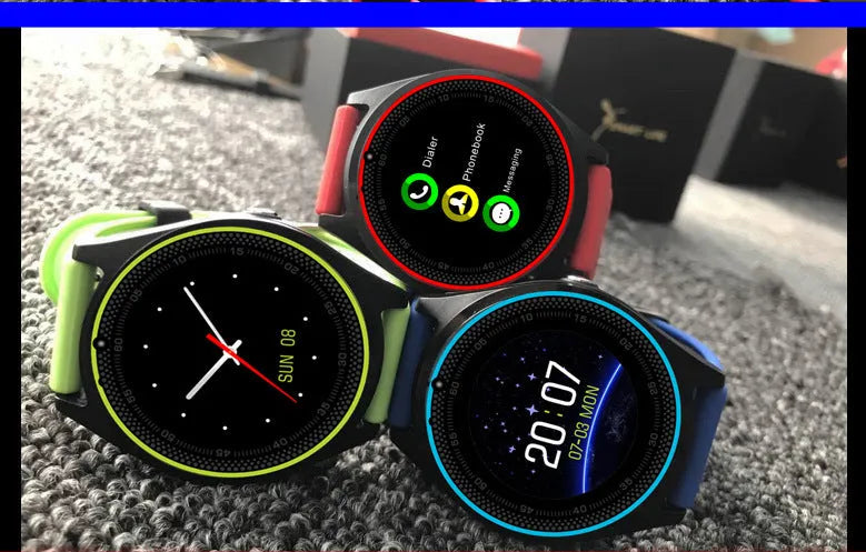 Android smart watch with photo pedometer, 53.0 x 45.0 x 260.0 mm, black blue green red case colours