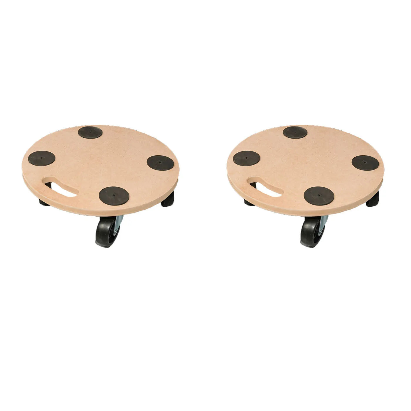 Two wooden mover trolley platforms with natural wood finish and non-slip surface