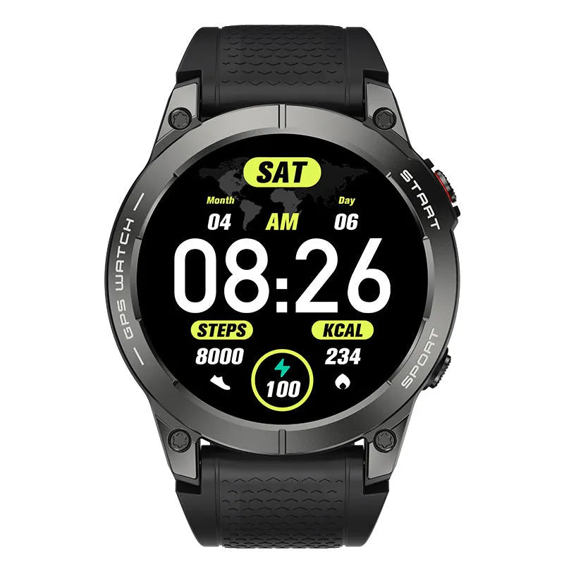 S53 Outdoor GPS Sports Call Smart Watch in black with 1.43-inch touch screen
