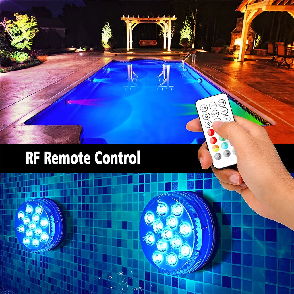 Remote controlled colour changing diving light with IP68 waterproof rating and ABS plastic housing