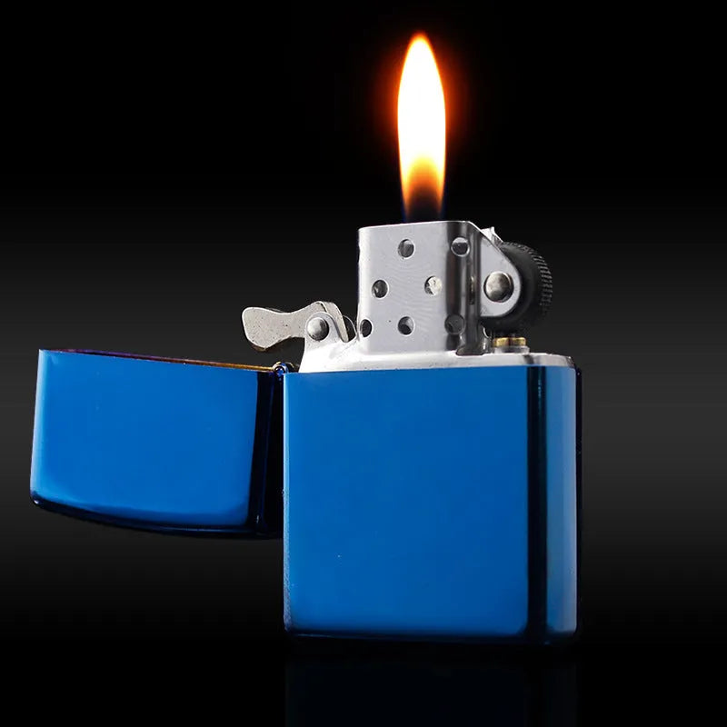 Bright chrome metal kerosene windproof lighter with modern simple style