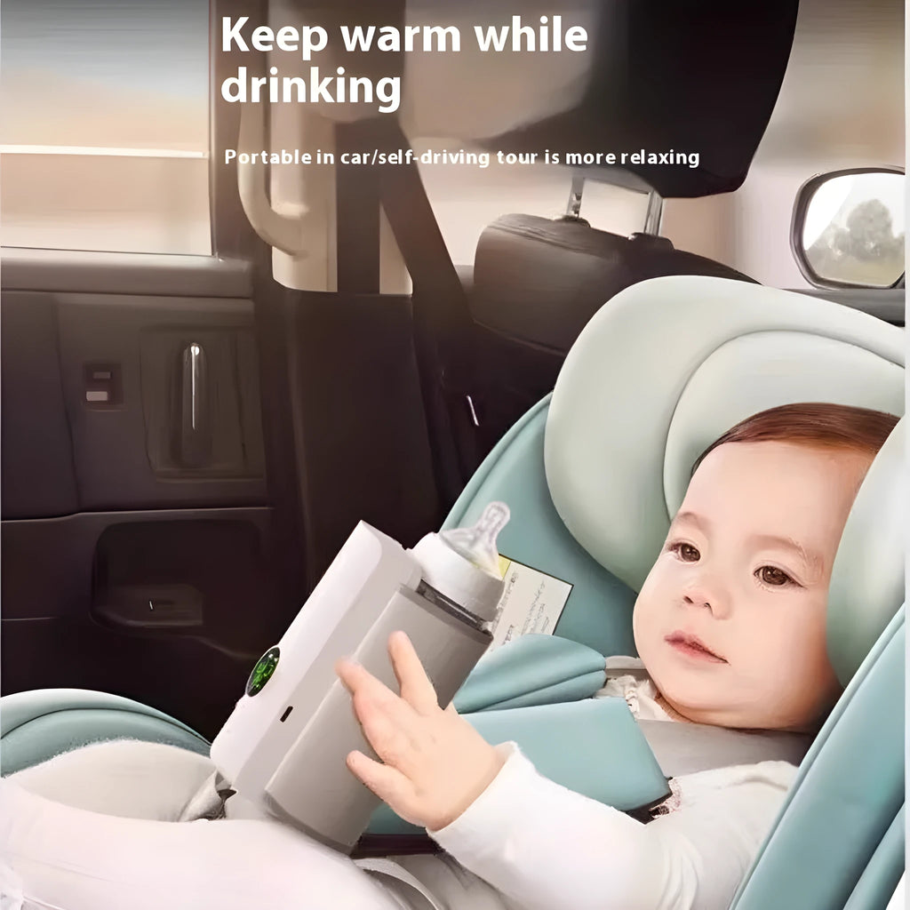 Grey and white portable car charger electric milk warmer for baby bottles.