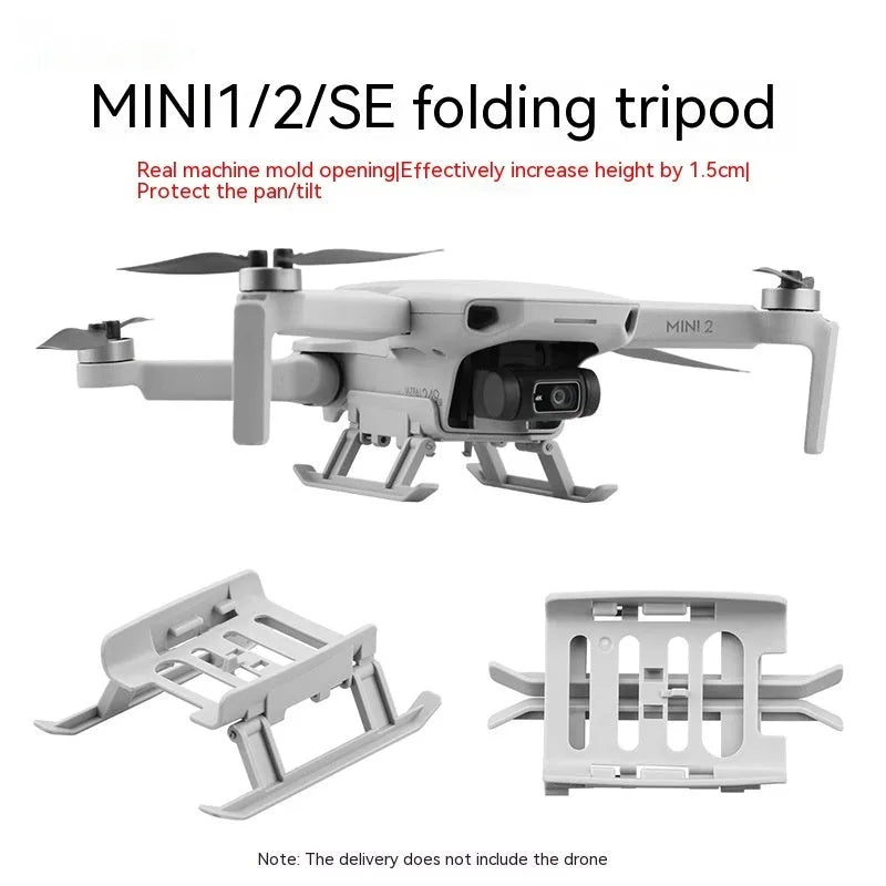 Grey plastic folding UAV landing gear monopod tripod unfolded on a table