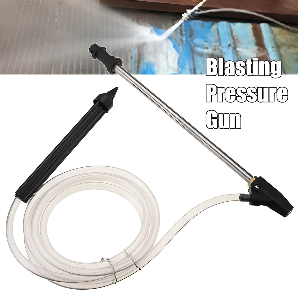 Ceramic rust removal nozzle with stainless steel handle for Karcher pressure washers.
