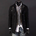 Men's double-breasted woolen coat with stand collar, black colour option