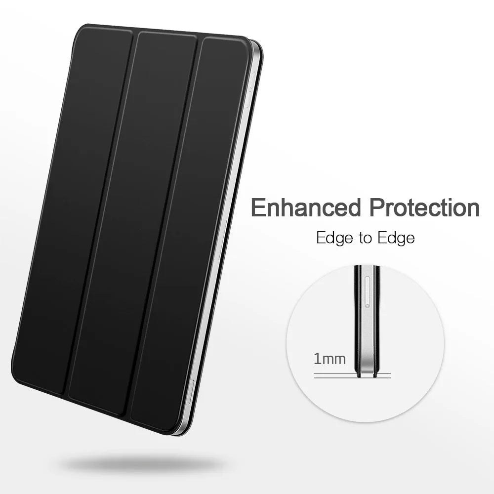 Magnetic smart case for iPad Pro 11-inch 2018 in black with trifold stand and open side for Apple Pencil