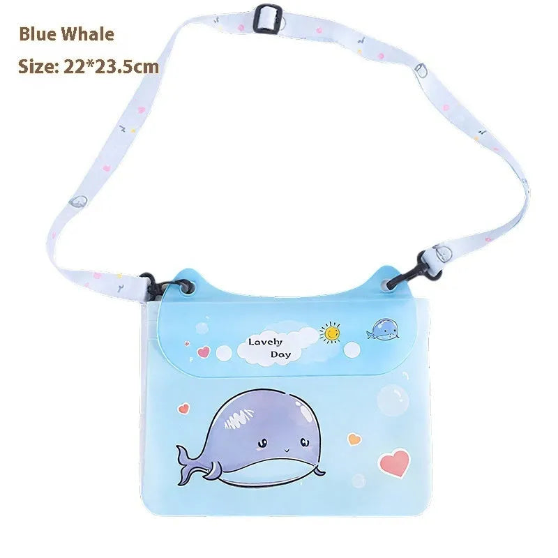 Waterproof mobile phone waist bag with adjustable strap and touch screen, free size PVC, blue kitten cool colour variant