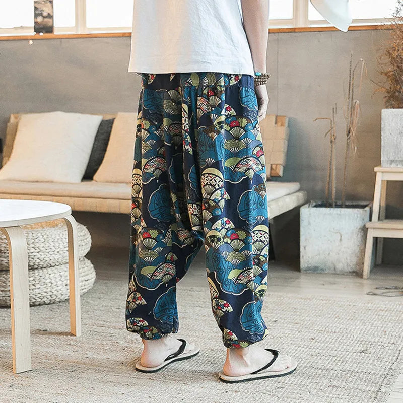 Konsiko 100% cotton harem trousers loose fit elastic waist in multiple colours
