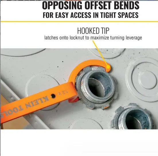 Orange, grey, and black magnetic crescent wrenches with catheter locking, shown together as a three-piece set.