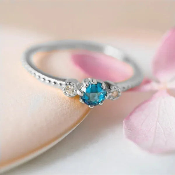 ROMAD ocean blue rhinestone ring women gold silver alloy simple bohemian finger ring on finger
