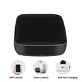 Black universal infrared remote control with voice command and WiFi connectivity features