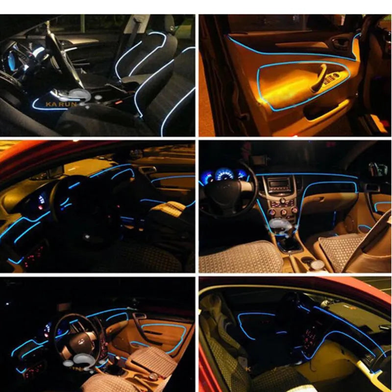 APP cold light strip car interior decoration lights with RF remote control and 6m soft rubber light pipe