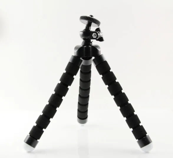Black flexible octopus tripod with smartphone mount showing wrapped leg positioning