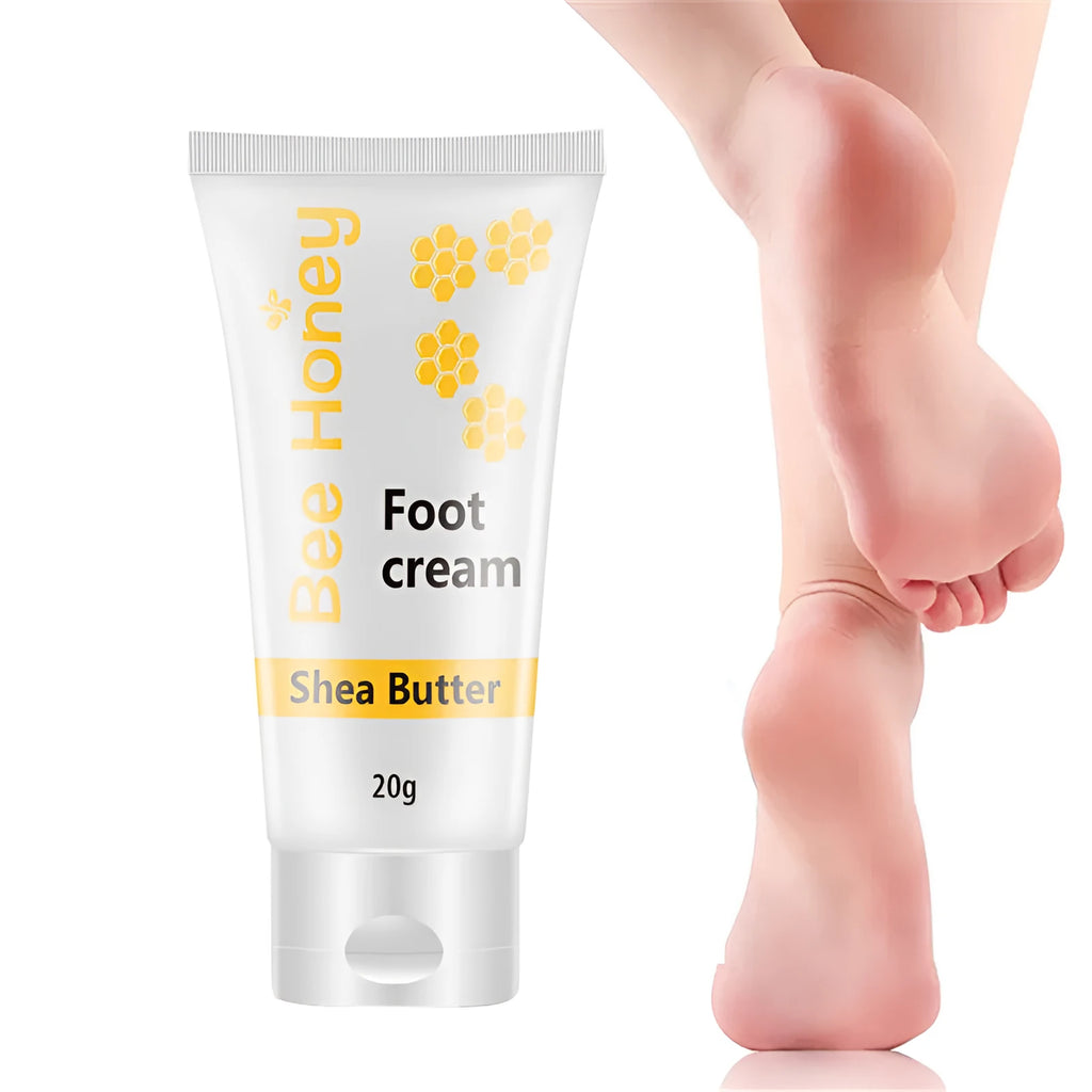 White tube of honey moisturising foot cream 20g with honey and avocado extracts