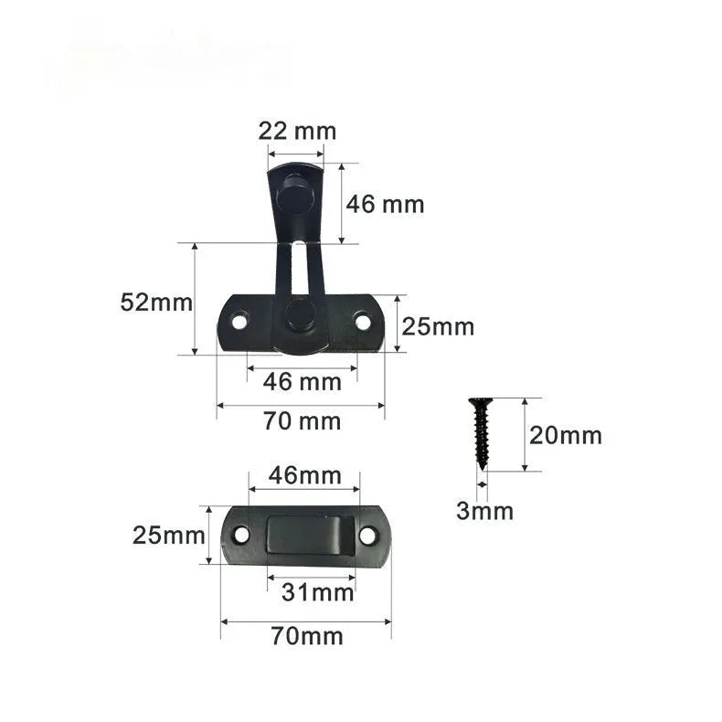 Warehouse hook lock with 90-degree stainless steel carbon steel latch for sliding door security