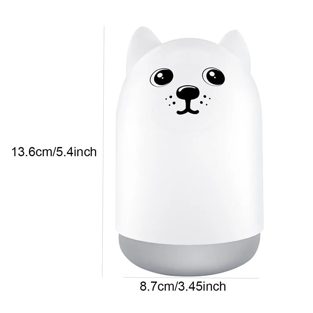 Portable USB mini humidifier in white, 89x89x143mm, with timer and water shortage protection