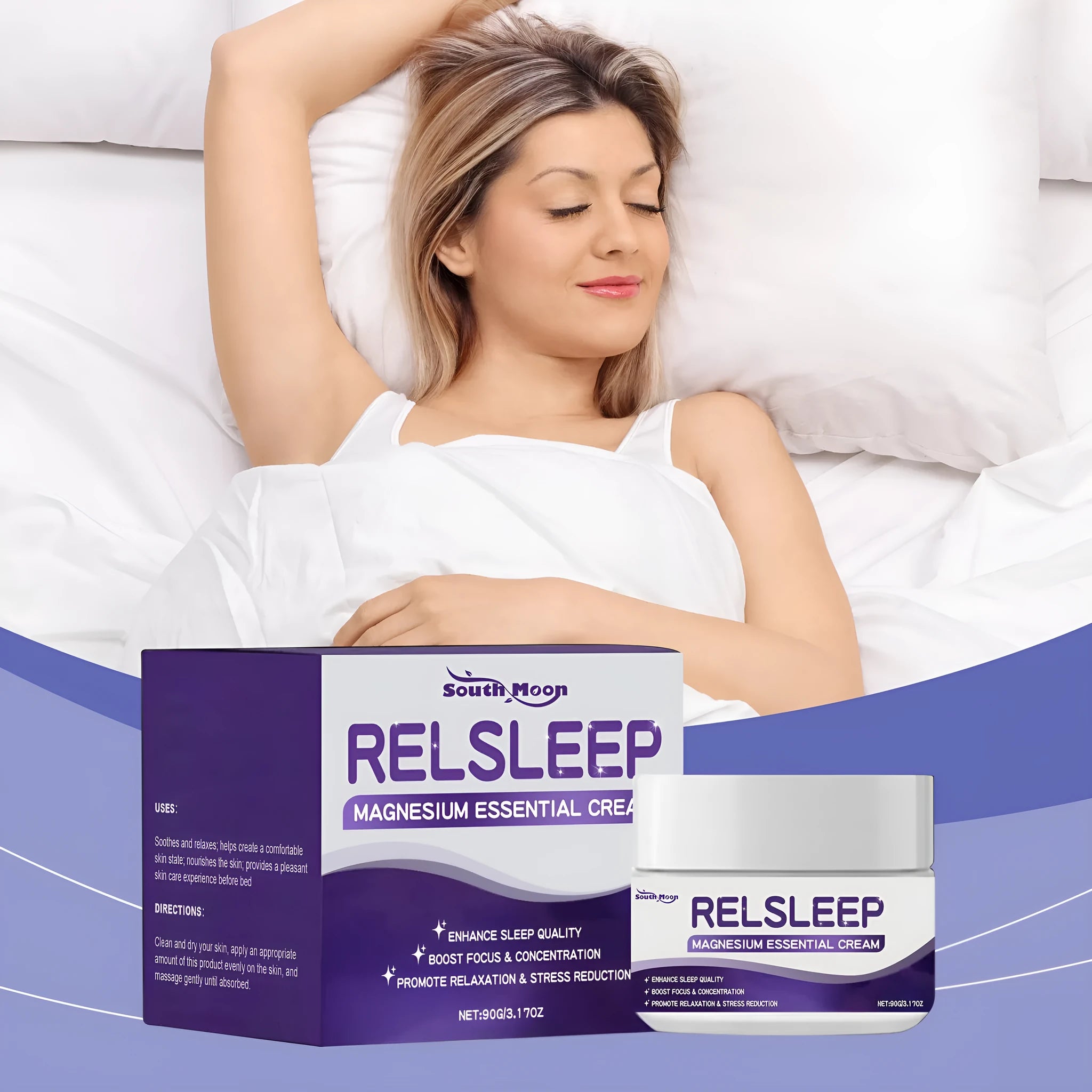 Sleep Magnesium Essence Cream in 90g jar with honey and magnesium sulphate for night-time skincare