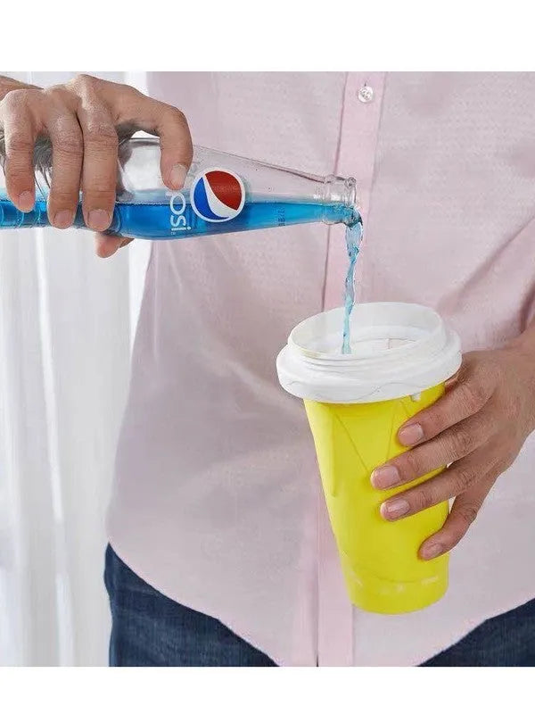 Quick refrigeration pinch cup in blue, double layer food grade silicone, 10.6x20.6cm, 300ml or 350ml
