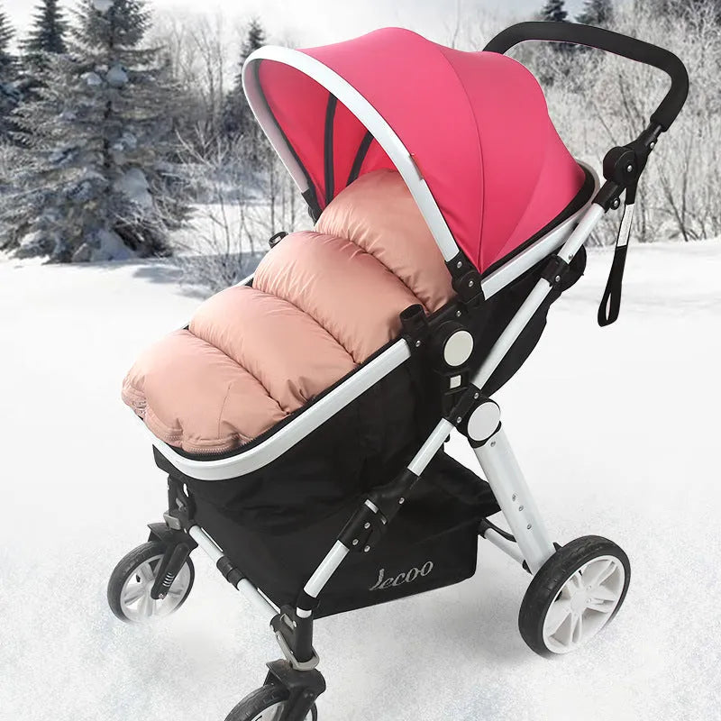 Baby stroller foot cover windshield made of Oxford cloth in black attached to a pushchair frame