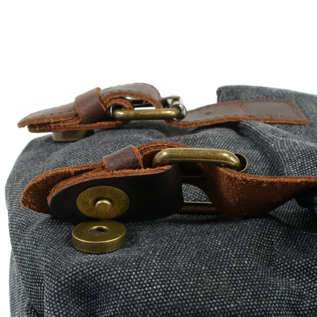 One-shoulder retro waterproof canvas camera bag for Canon SLR in dark grey with side pocket