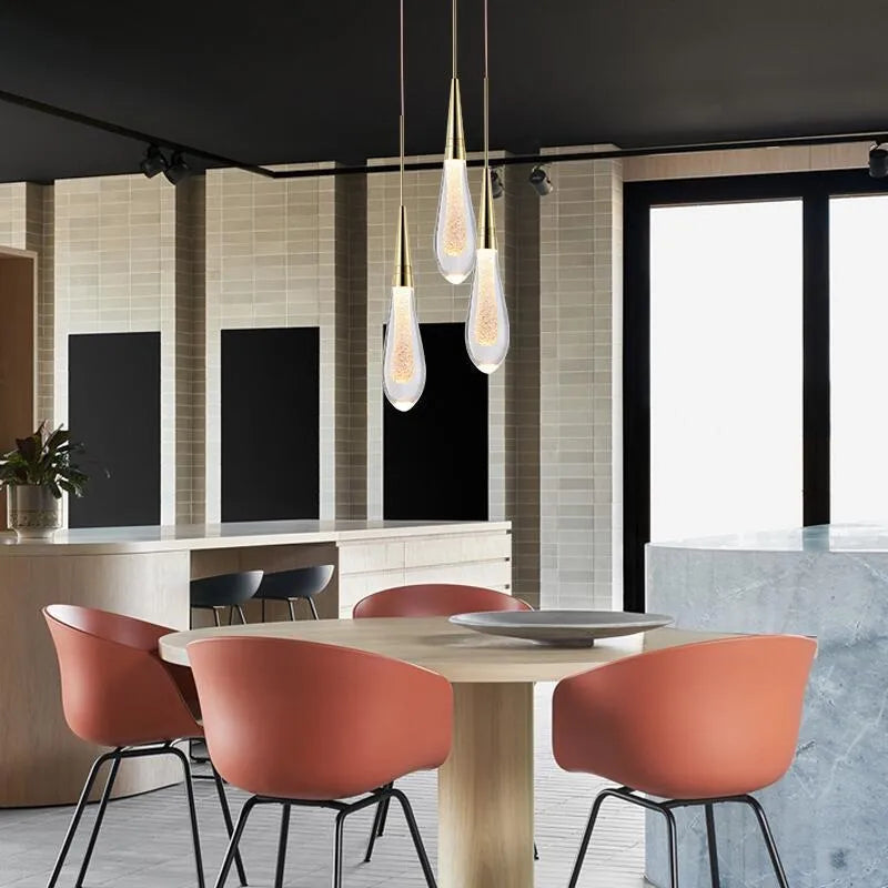 Postmodern crystal chandelier lamp with single head short design and adjustable cord