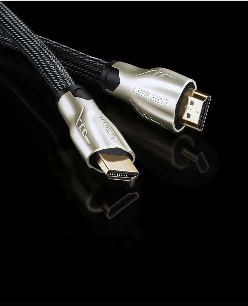 Black HDMI cable with gold-plated connectors, shown at a length of 5 metres.