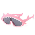 Cartoon silicone kids sunglasses with polarised lens, model 22013, in multiple colours including blue, pink, and yellow