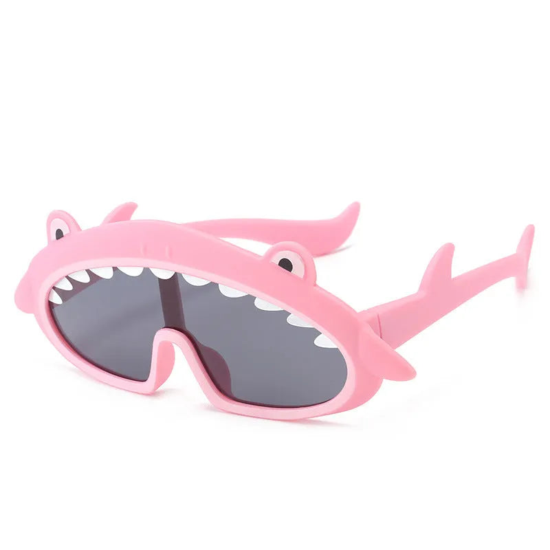 Cartoon silicone kids sunglasses with polarised lens, model 22013, in multiple colours including blue, pink, and yellow