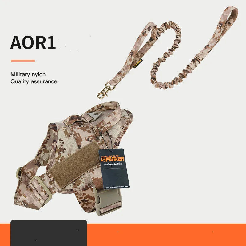 Large and medium dog harness in 1050D nylon with UTX buckle and military webbing, adjustable fit, black colour option