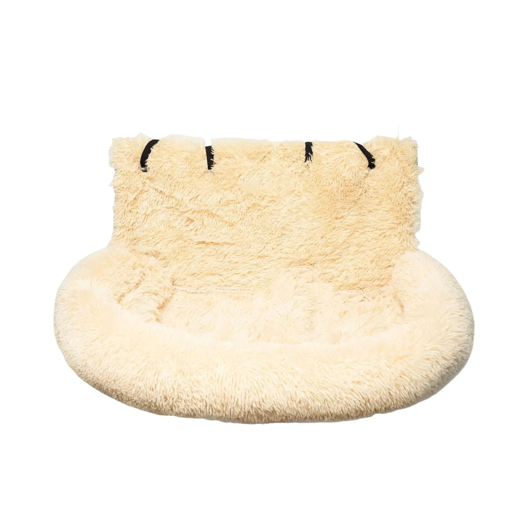 Thick thermal cloth pet mat placed on a car seat, available in dark grey and beige.