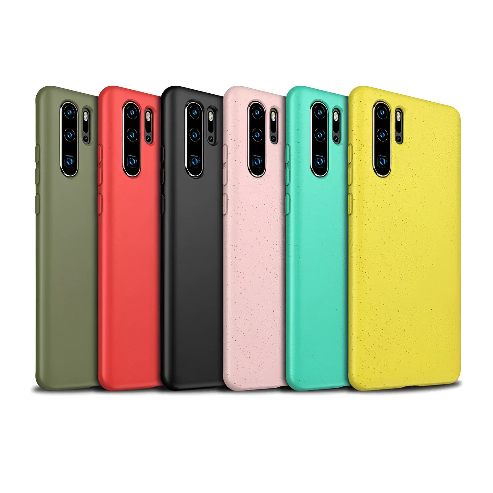 Huawei P30 mobile phone case in TPU material showing multiple colour options.