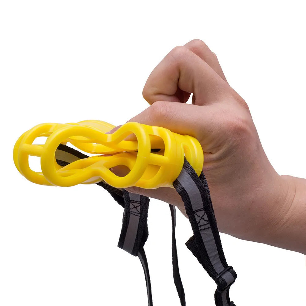 Adjustable soft rubber dog muzzle in black with size options from 18cm to 43cm