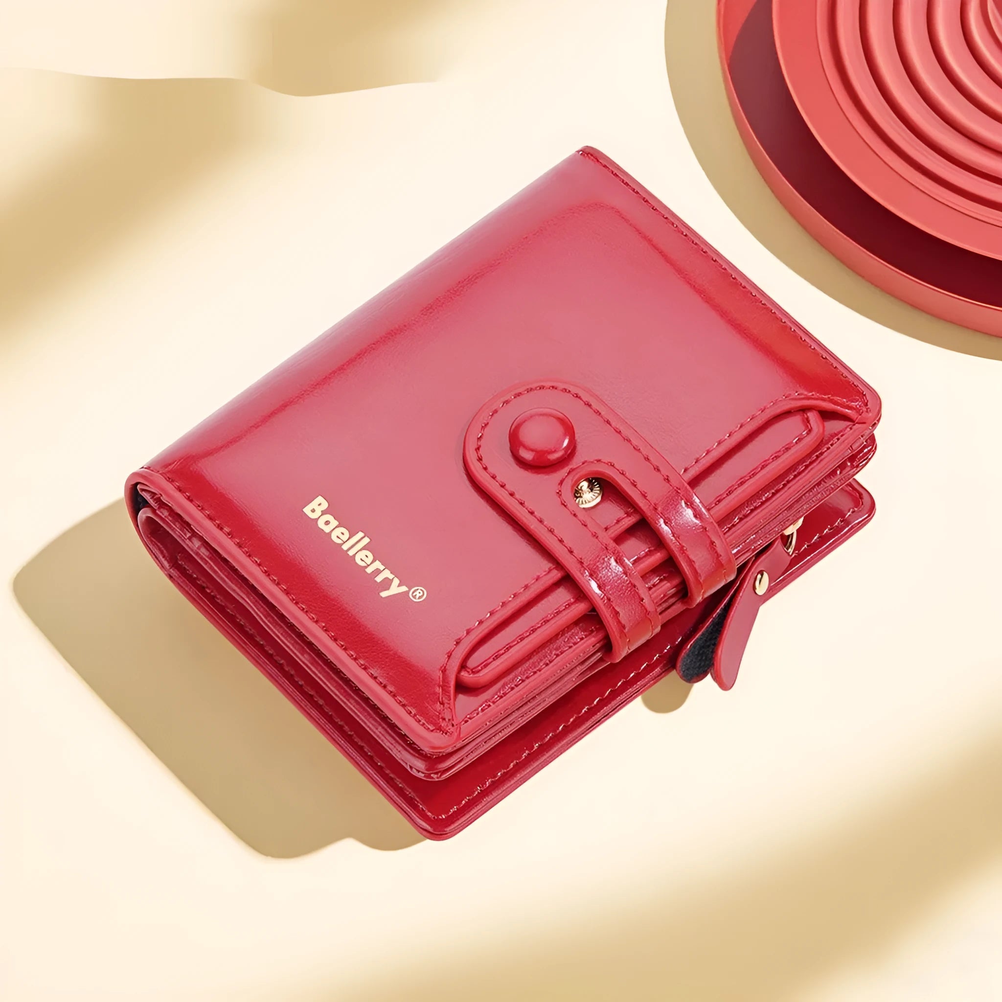 Women's PU leather card holder wallet shown in multiple colour options including black, blue, and pink.